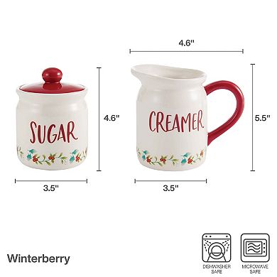 Pfaltzgraff Winterberry Red Accent Sugar and Creamer Set