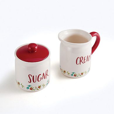 Pfaltzgraff Winterberry Red Accent Sugar and Creamer Set
