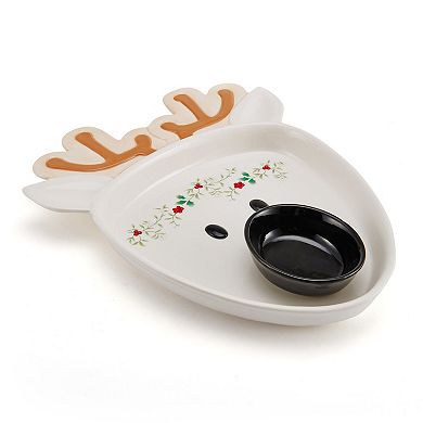 Pfaltzgraff Winterberry Reindeer Chip And Dip Set