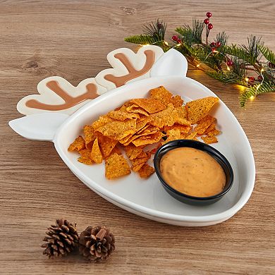 Pfaltzgraff Winterberry Reindeer Chip And Dip Set