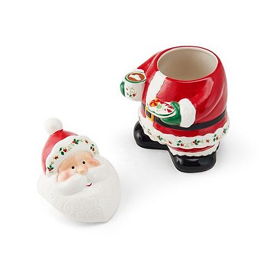 Pfaltzgraff Winterberry 10 Inch Santa Cookie Jar