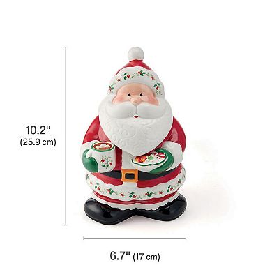 Pfaltzgraff Winterberry 10 Inch Santa Cookie Jar