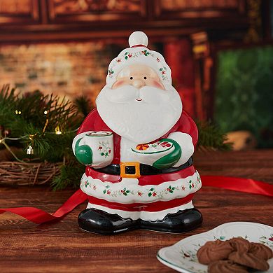 Pfaltzgraff Winterberry 10 Inch Santa Cookie Jar