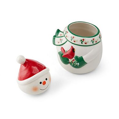 Pfaltzgraff Winterberry 10 Inch Snowman Cookie Jar