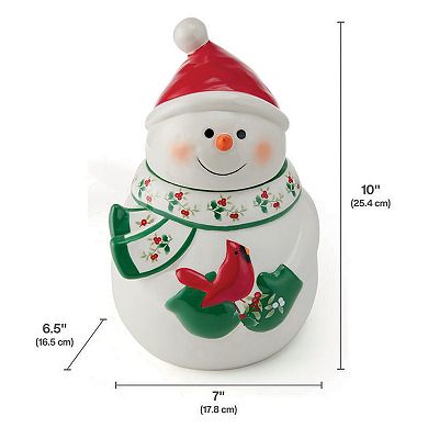 Pfaltzgraff Winterberry 10 Inch Snowman Cookie Jar