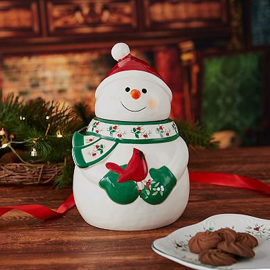 Pfaltzgraff Winterberry 10 Inch Snowman Cookie Jar