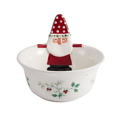 Pfaltzgraff Winterberry 7.25 Inch Gnome Serving Bowl with Salt and Pepper Set