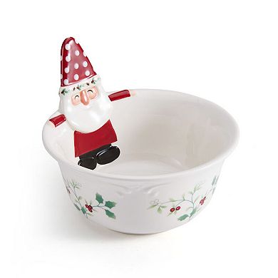 Pfaltzgraff Winterberry 7.25 Inch Gnome Serving Bowl with Salt and Pepper Set