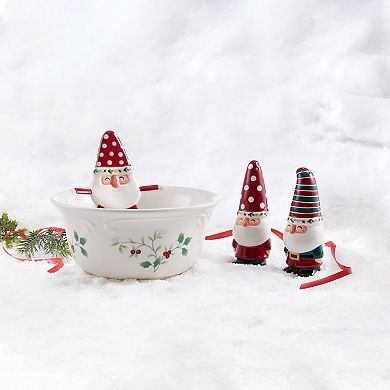 Pfaltzgraff Winterberry 7.25 Inch Gnome Serving Bowl with Salt and Pepper Set