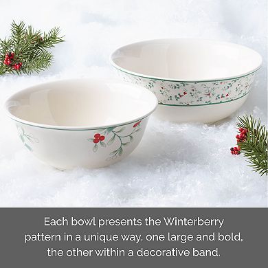 Pfaltzgraff Winterberry Holiday Nesting Bowls Set of 2