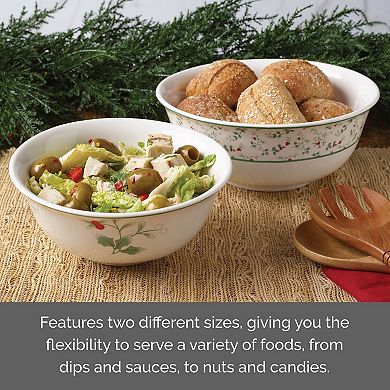 Pfaltzgraff Winterberry Holiday Nesting Bowls Set of 2