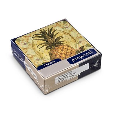 Pimpernel Golden Pineapple Coasters, Set Of 6