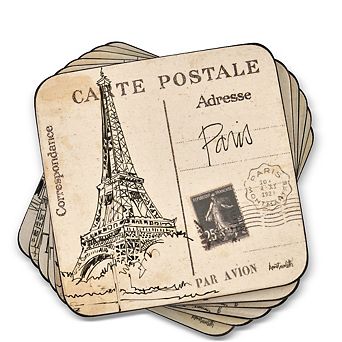 Pimpernel Postcard Sketches Coasters, Set Of 6