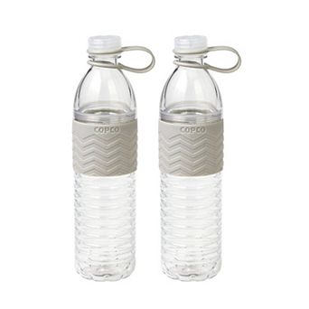 Copco Hydra Sports 2-pack Water Bottle 20 Oz. Non Slip Sleeve Tritan Plastic Reusable - Chevron Gray