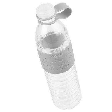 Copco Hydra Sports 2-pack Water Bottle 20 Oz. Non Slip Sleeve Tritan Plastic Reusable - Chevron Gray