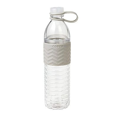 Copco Hydra Sports 2-pack Water Bottle 20 Oz. Non Slip Sleeve Tritan Plastic Reusable - Chevron Gray