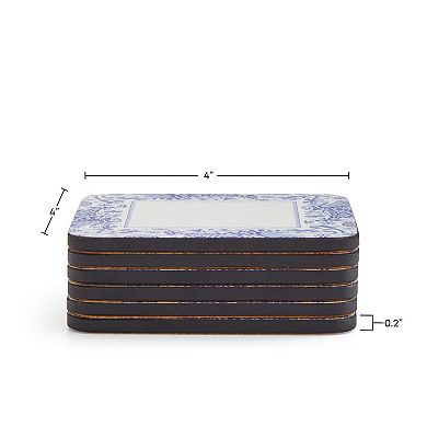 Pimpernel Blue Italian Brocato Coasters, Set Of 6