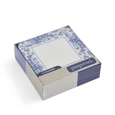 Pimpernel Blue Italian Brocato Coasters, Set Of 6