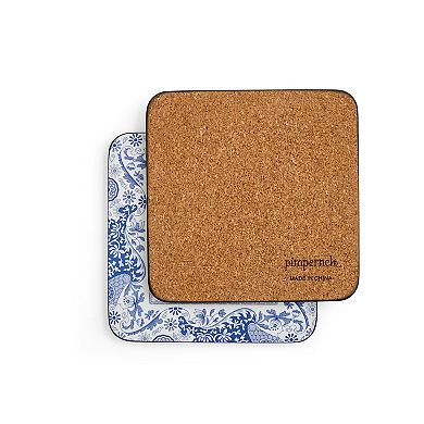 Pimpernel Blue Italian Brocato Coasters, Set Of 6