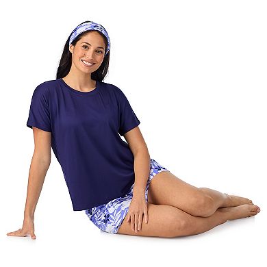 Women's Cuddl Duds® Short Sleeve Pajama Top & Pajama Shorts Set with Matching Headband