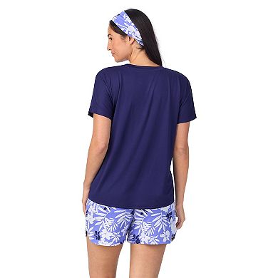 Women's Cuddl Duds® Short Sleeve Pajama Top & Pajama Shorts Set with Matching Headband