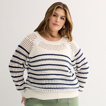 Plus Size Sonoma Goods For Life® Open Stitch Pullover