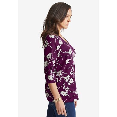 Jessica London Women's Plus Size Stretch Cotton V-Neck Tee