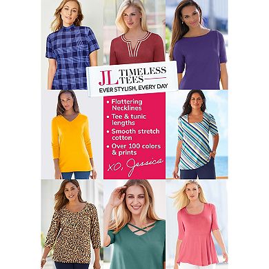 Jessica London Women's Plus Size Stretch Cotton V-Neck Tee