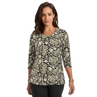 Jessica London Women's Plus Size Stretch Cotton V-Neck Tee