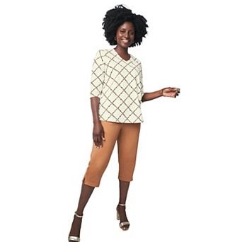 Jessica London Women's Plus Size Stretch Cotton V-neck Tee