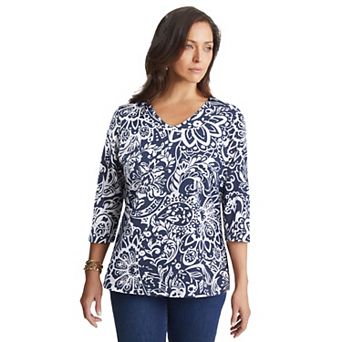 Jessica London Women's Plus Size Stretch Cotton V-Neck Tee