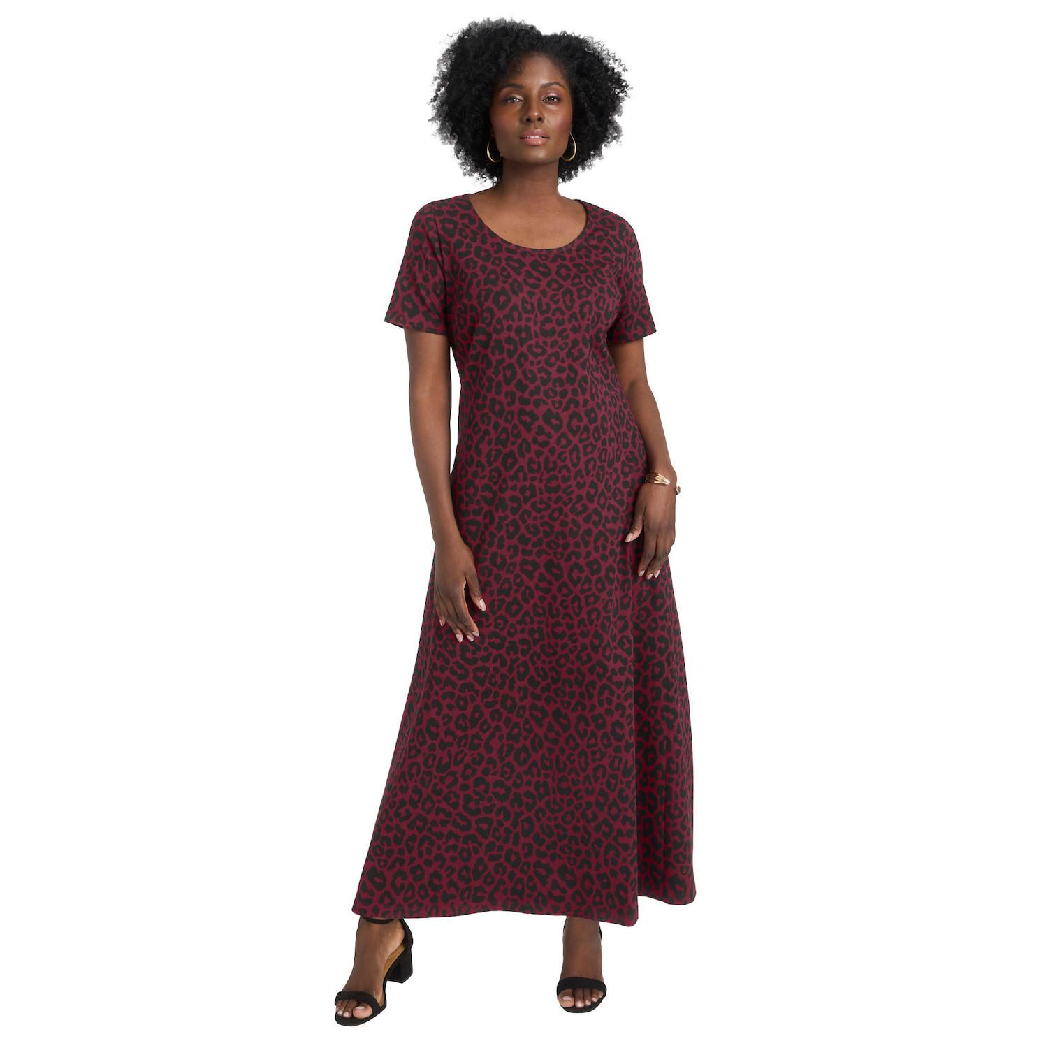 Женские платья Jessica London Plus Size Petite Stretch Cotton T-Shirt Maxi Dress