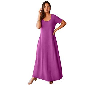 Jessica London Women's Plus Size Stretch Cotton T-Shirt Maxi Dress