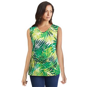 Jessica London Women's Plus Size Stretch Cotton V-Neck Trapeze Tank