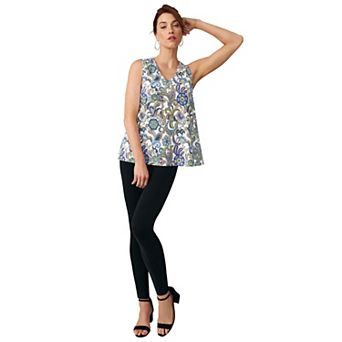 Jessica London Women's Plus Size Stretch Cotton V-Neck Trapeze Tank