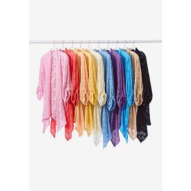Woman Within Plus Size Open Front Pointelle Cardigan