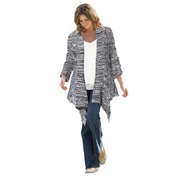 Woman Within Plus Size Open Front Pointelle Cardigan