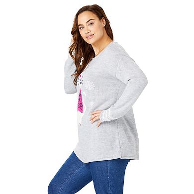 Woman Within Plus Size Holiday Motif Sweater