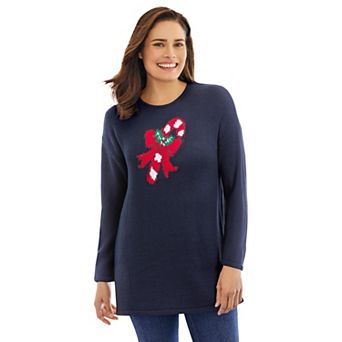Woman Within Plus Size Holiday Motif Sweater