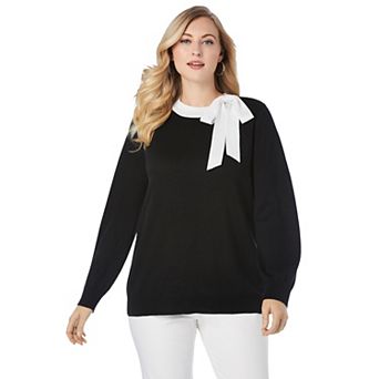 Jessica London Women's Plus Size Tie-Neck Sweater