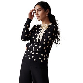 Jessica London Women's Plus Size Tie-Neck Sweater