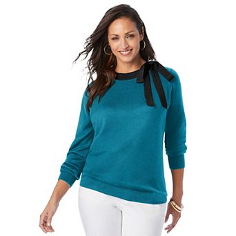 Jessica London Women's Plus Size Tie-Neck Sweater