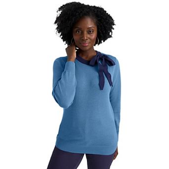 Jessica London Women's Plus Size Tie-Neck Sweater