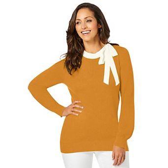 Jessica London Women's Plus Size Tie-Neck Sweater