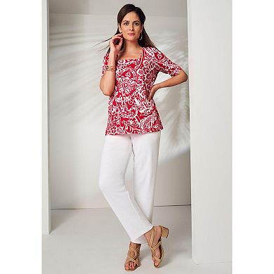 Jessica London Women's Plus Size Stretch Cotton Square Neck Tee