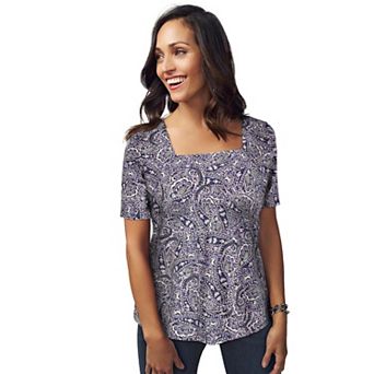 Jessica London Women's Plus Size Stretch Cotton Square Neck Tee