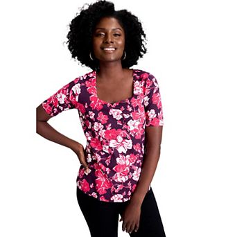 Jessica London Women's Plus Size Stretch Cotton Square Neck Tee