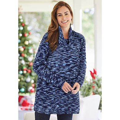 Woman Within Plus Size Chenille Cowlneck Sweater