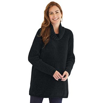 Woman Within Plus Size Chenille Cowlneck Sweater