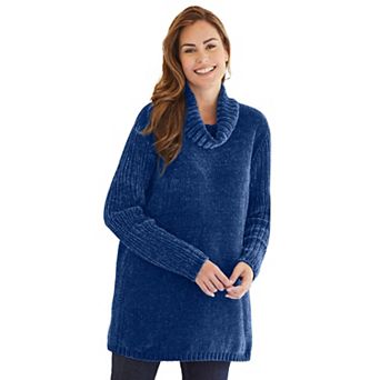 Woman Within Plus Size Chenille Cowlneck